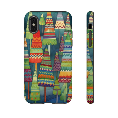 Knitted Christmas Trees - Impact Resistant Phone Case iPhone XS Matte
